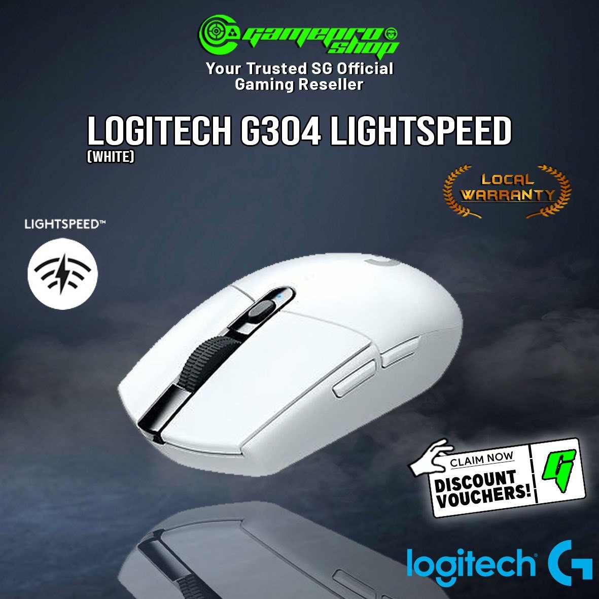 Logitech G304 WHITE Lightspeed� Wireless Gaming Mouse - 910-005293(2Y)