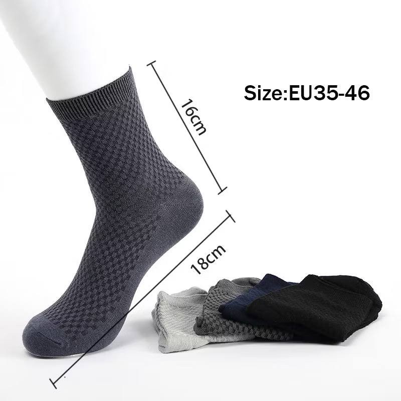 5 pairs fiber men's business casual socks, breathable, sweat-absorbent, anti-odor, mid-calf