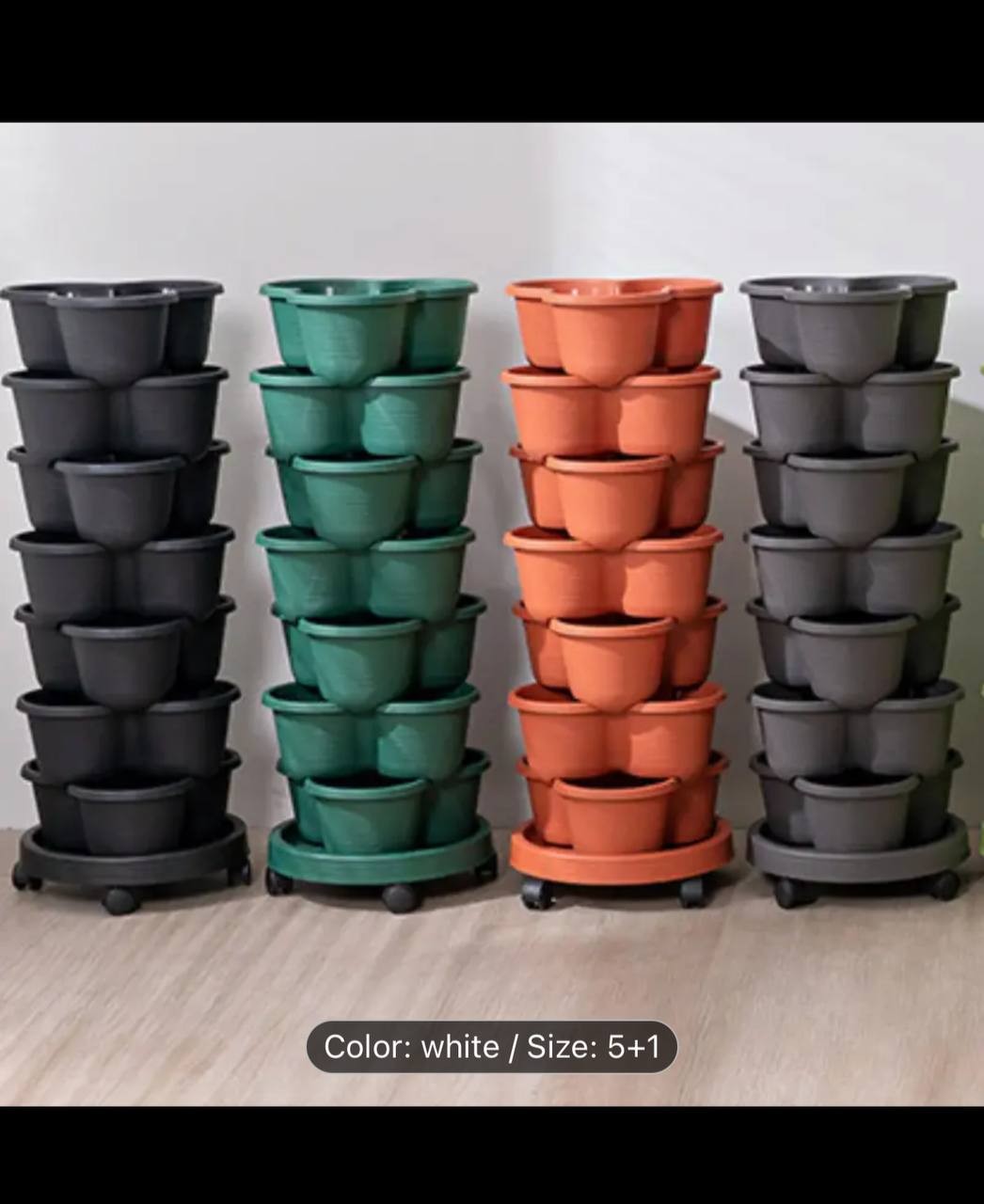 Self-Watering White Stackable 3-Petal Flower Pot Set - Indoor/Outdoor Garden & Balcony Planters, Multifunctional Home Planting Tool for Strawberries, Vegetables, and Flowers, Hung, Moved