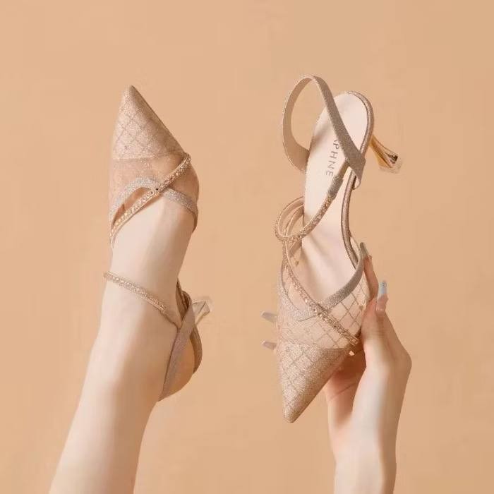Ready Stock Fashion Stiletto Sandals Slingback Pointed Shoes for Women