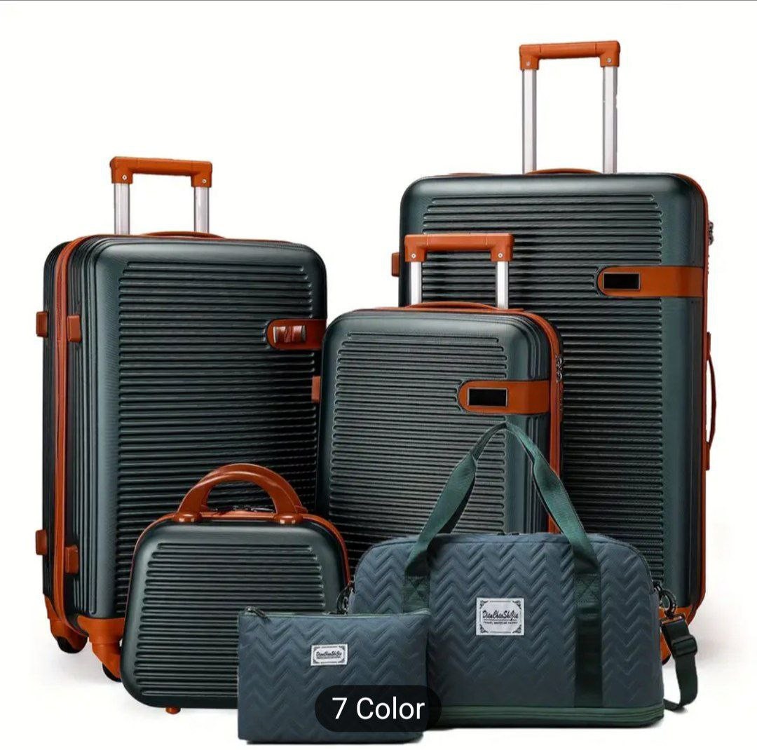 Four-piece Set ABS Trolley Suitcase, Suitcase, Suitcase 13+20+24+28 Inch Scratch-proof, Silent Spinner Wheel Combination Lock + Travel Bag Cosmetic Bag