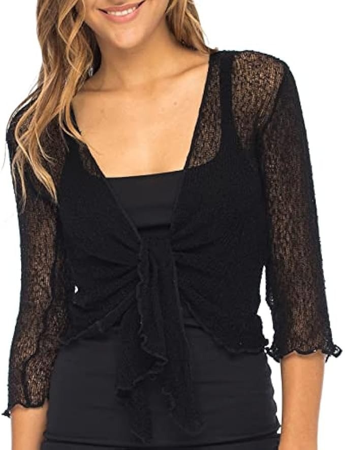 Back From Bali Womens Sheer Shrug Cardigan Lightweight Knit
