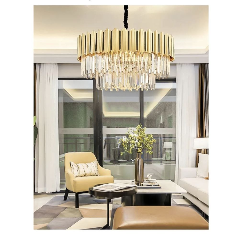 Light Light Chandelier, Crystal Led Lighting Column Modern Tchandelier Home Appliances Home Decor Living Room Chandelier(S) Light/Color/T