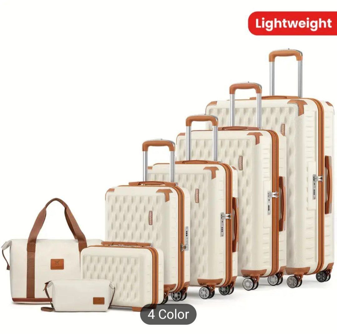 Luggage Sets 7 Piece Suitcase Set, Hard Shell Carry On Luggage Travel Suitcases With Spinner Wheels And TSA Lock, Lightweight Luggage Set For Women