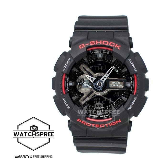 [Watchspree] Casio G-Shock Black & Red Series Special Color Models Black Resin Watch GA110HR-1A GA-110HR-1A