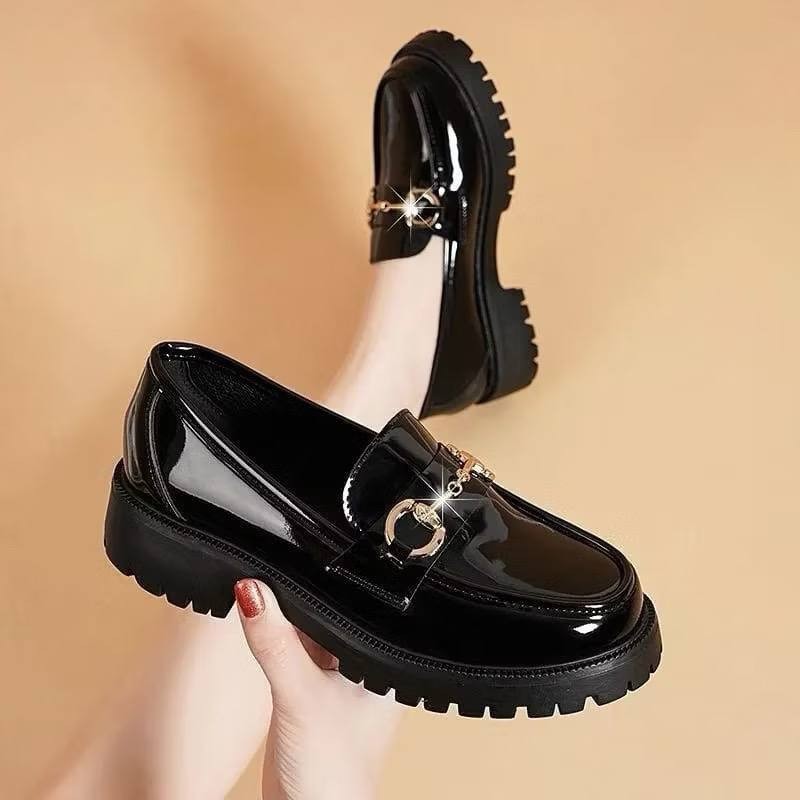 Black Leather Oxford Shoes Women Casual Shoes Spring 2024 Flat Shoes Women Classic Fashion Vintage Platform Oxford Shoes Women