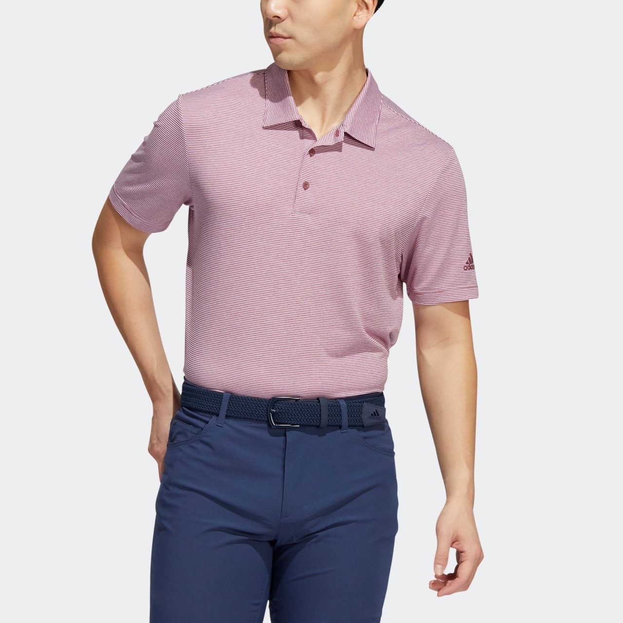 adidas GOLF Ottoman Stripe Polo Shirt Men Pink HN2298