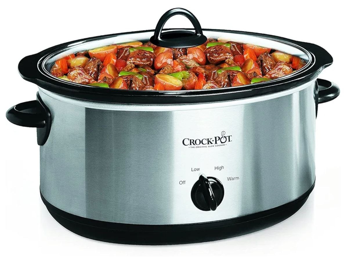 Crock-Pot 7 Quart Oval Manual Slow Cooker, Stainless Steel (SCV700-S-BR), Versatile Cookware for Large Families or Entertaining