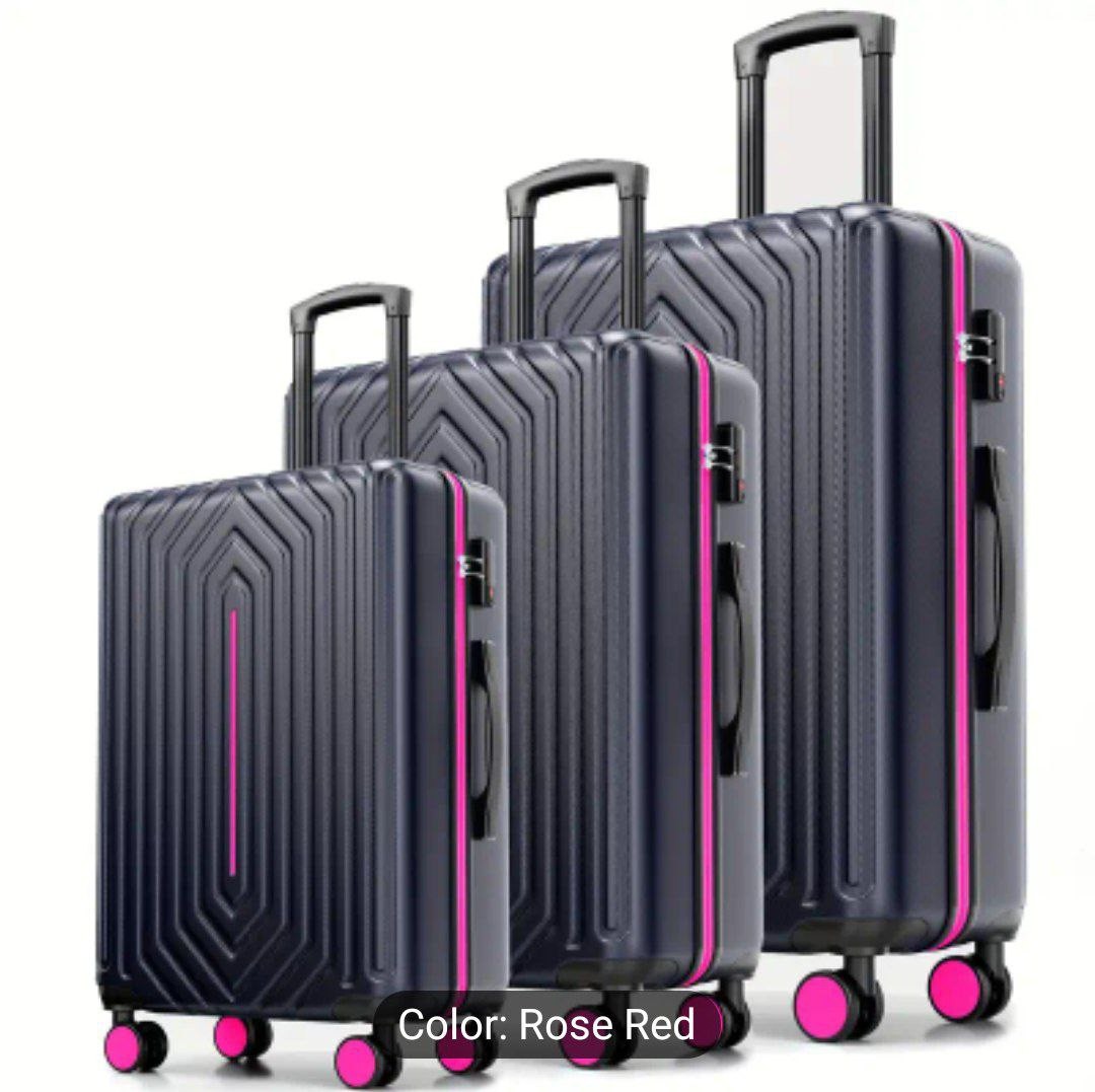 3-Piece Set with TSA Lock and Double Smooth Spinner Wheel, Well-Designed Interior Storage, 3-Step Adjustable Handle Suitcase Set for Travel