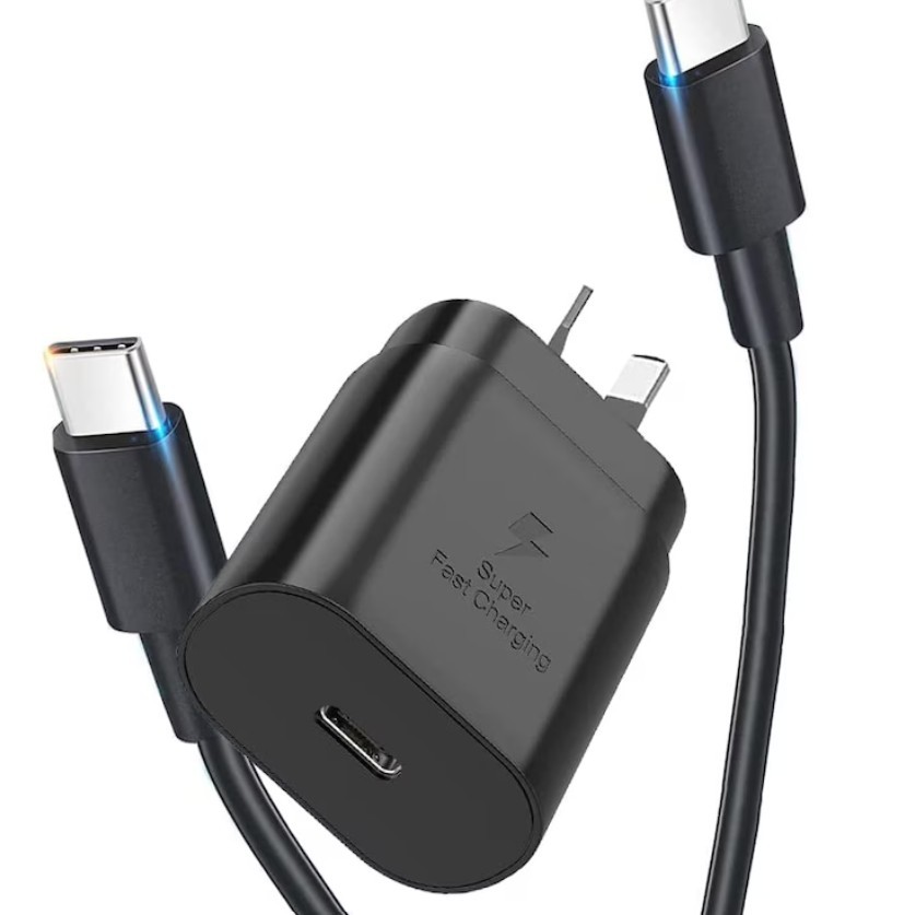 25W Super Fast Wall Charger + 1M Type-C Cable For Samsung Galaxy S25 S24 S23 S22 21 / Ultra / Google Pixel / iPhone 16 15
