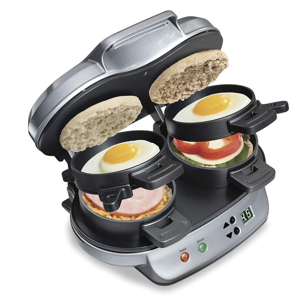 Hamilton Beach Dual Breakfast Sandwich Maker with Timer, Silver (25490A)