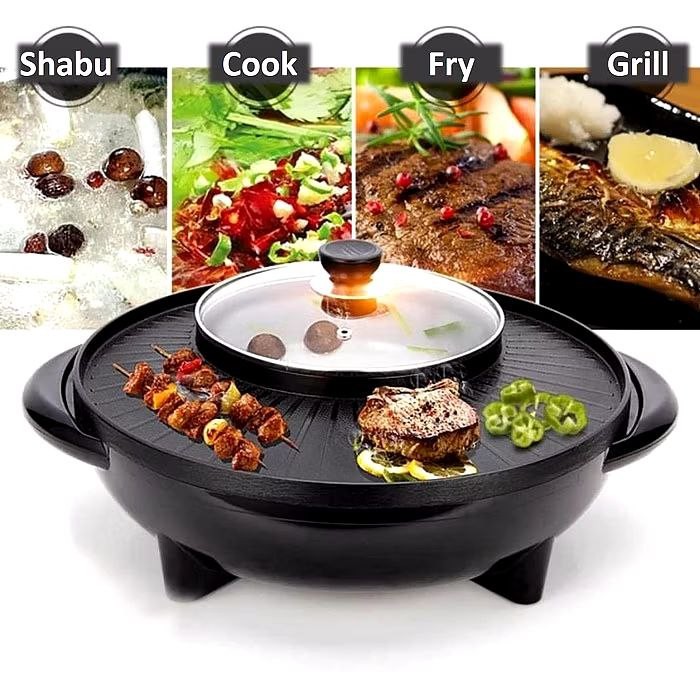 __ ____ __ BBQ Grill & Steamboat Hot Pot Shabu Electric Smokeless Non Stick Roasted
