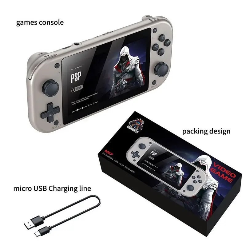 M17 4.3-inch handheld game console - Ultimate retro gaming experience, 4.3-inch HD display: 4.3-inch HD screen brings clear and vivid game pictures, allowing you to enjoy the game time