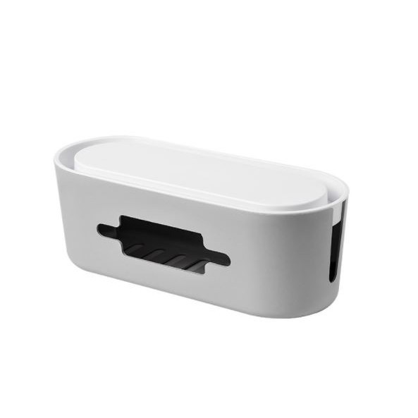 【Mixcart】 Power Strip Cable Storage Box Organizer with Smartphone Holder | Cable Box Management | Cord Management Box