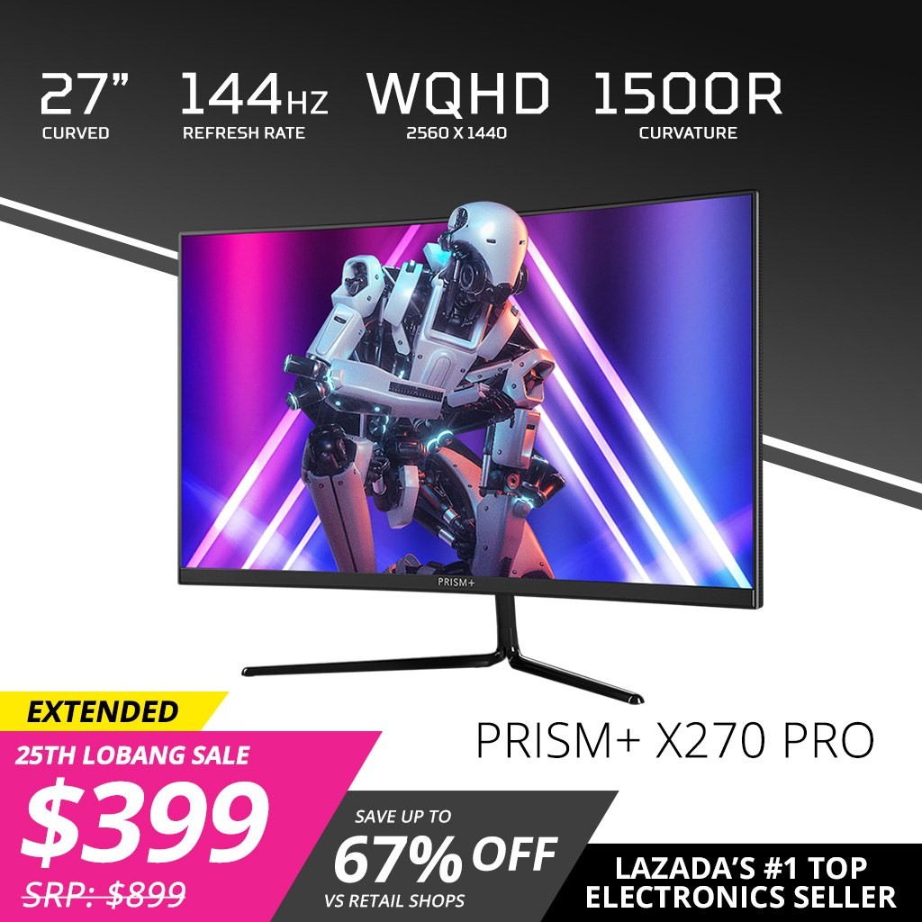 PRISM+ X270 PRO 27'' 144Hz 1ms 1500R Curved WQHD Adaptive-Sync Gaming Monitor [2560 x 1440]