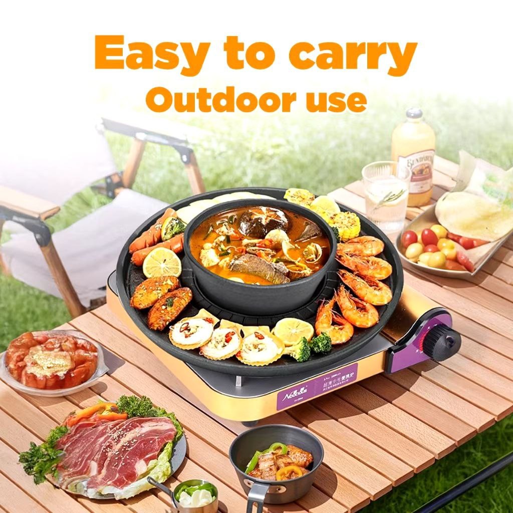 _Limited Time Lowest Price_35cm 2-IN-1 BBQ PLATE AND BOWL CAST IRON /steamboat / grill pan Korean grill pan BBQ hot plate Kitchenware Grills & Accessories