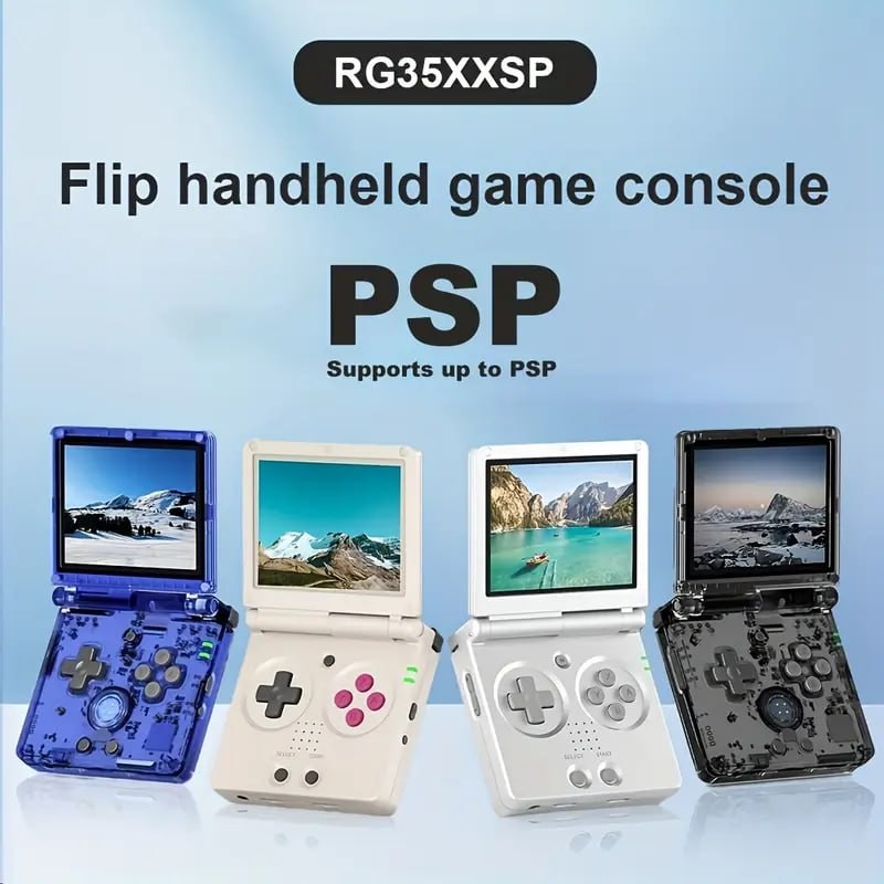 RG35XXSP Retro Handheld Game Console, 3.5" IPS Screen, 64GB TF Card Slot, Battery Powered, ABS Material, Non-rechargeable, Clamshell Design - Portable Gaming System