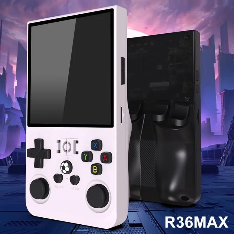 R36S MAX Handheld Game Console with 4-Inch IPS Screen - Portable Gaming Device, Ergonomic Design, USB Charging, Rechargeable Lithium Polymer Battery, Linux System 