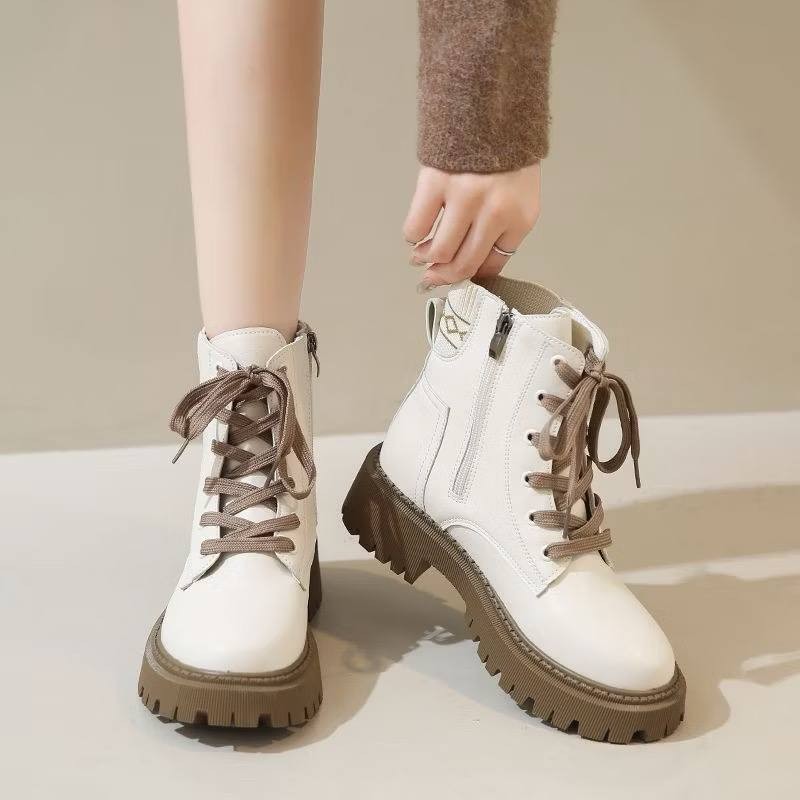 35-42 Large Size Women's Shoes Thick-Soled Martin Boots Women's Boots Women's Shoes Short Boots Boots Shoes Thick-Soled Shoes High Heels Heels High Heels Thick-Soled British Style Pointed Toe Round To