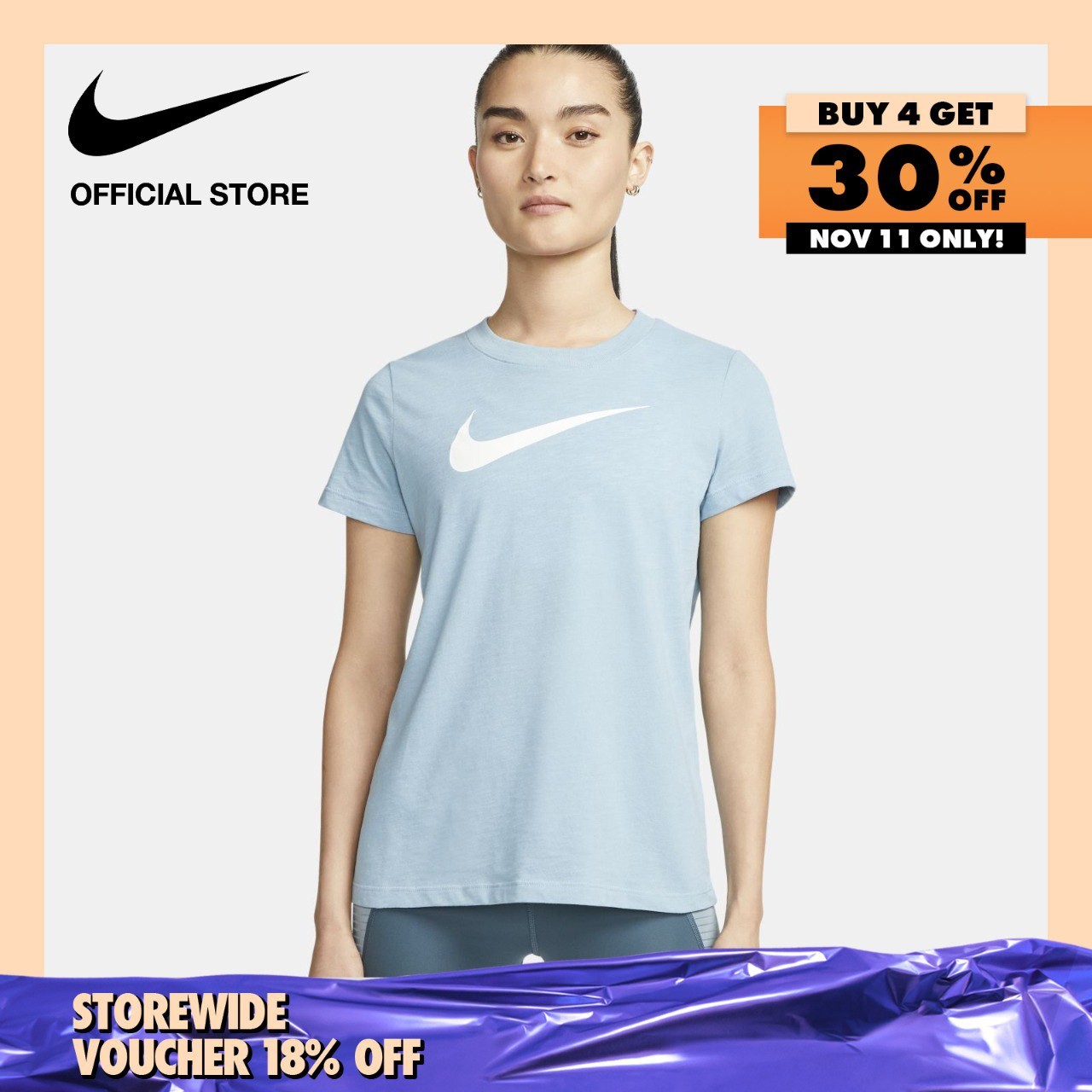 Nike Dri-FIT Women's DFC Crew Training T-Shirt - Worn Blue