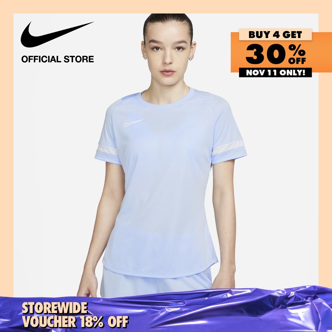 Nike Dri-FIT Women's Academy Soccer Short-Sleeve Top - Light Marine
