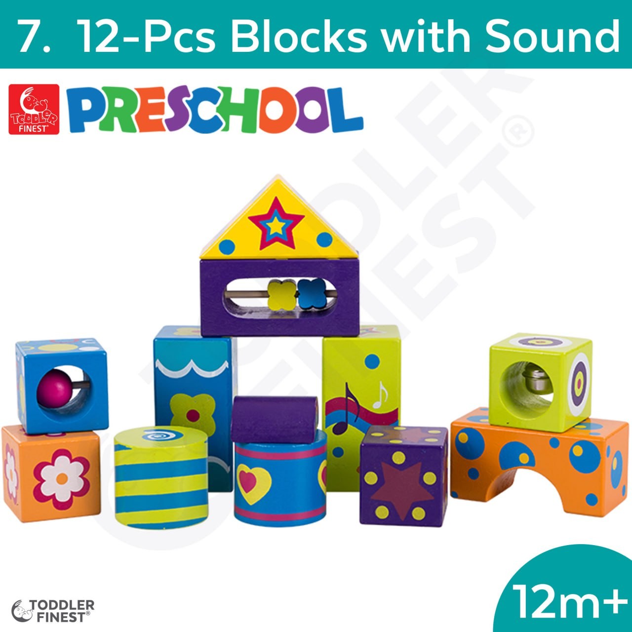Preschool Kids Early Learning Toy - Wooden Building Block Shape Size Color Pattern Sorting - Geometry Match Stacking Puzzle - Baby Infant Toddler Children Boy Girl Education - Motor Sensory Skill Memo