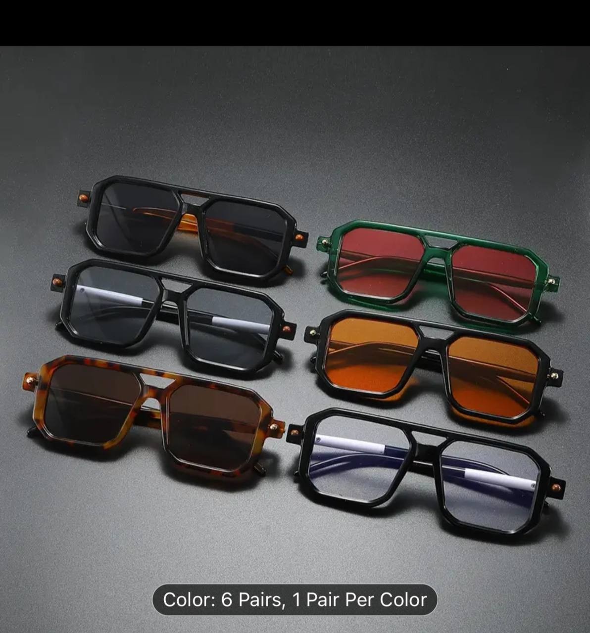 A Set of 6 Stylish Retro Square Glasses from The 70S for Both Men And Women, Featuring Classic Vintage Frames.