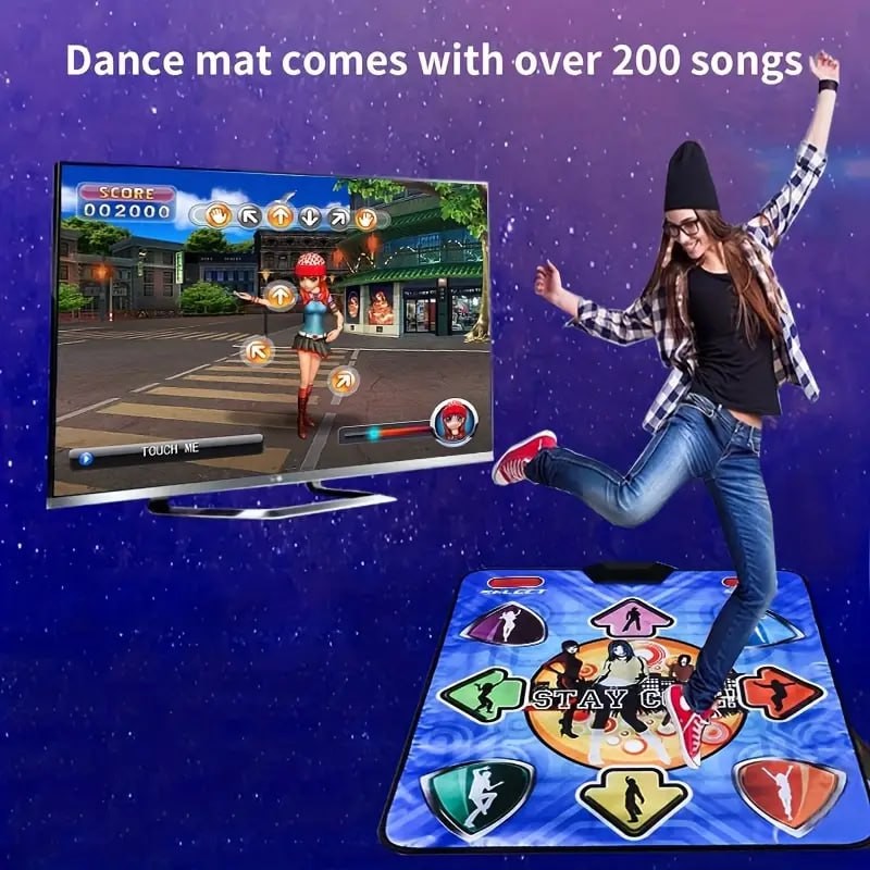 A Family Sports Dance Mat with Multiple Sports Games And 200 Songs, Featuring Cool Scenes And Animated Characters, Powered by USB
