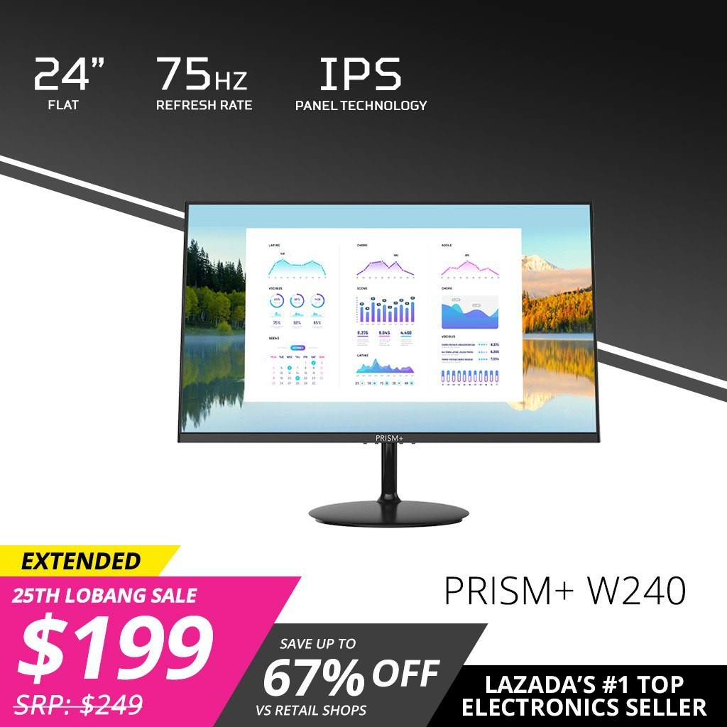 PRISM+ W240 24 IPS 75Hz Productivity Monitor Gaming Monitor [1920 x 1080]