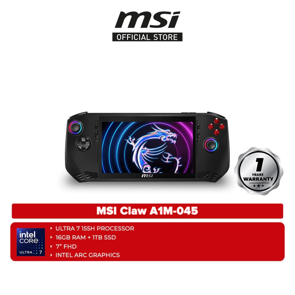 MSI Claw A1M-044/045 7'' FHD Gaming Handhelds Black
