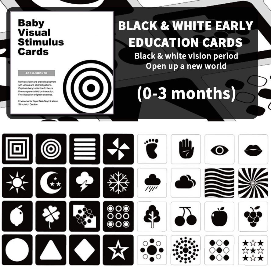 [SG STOCKS] Newborn Baby Visual Stimulation Flash Cards (Double Sided Visual Sensory Early Education Montessori Toys)
