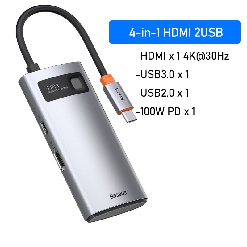【SG STOCK】Baseus USB C HUB 6 in 1 Type C to HDMI-compatible USB 3.0 Adapter 8 in 1 Type C HUB Dock for Mac/Book Pro Air USB C Splitter