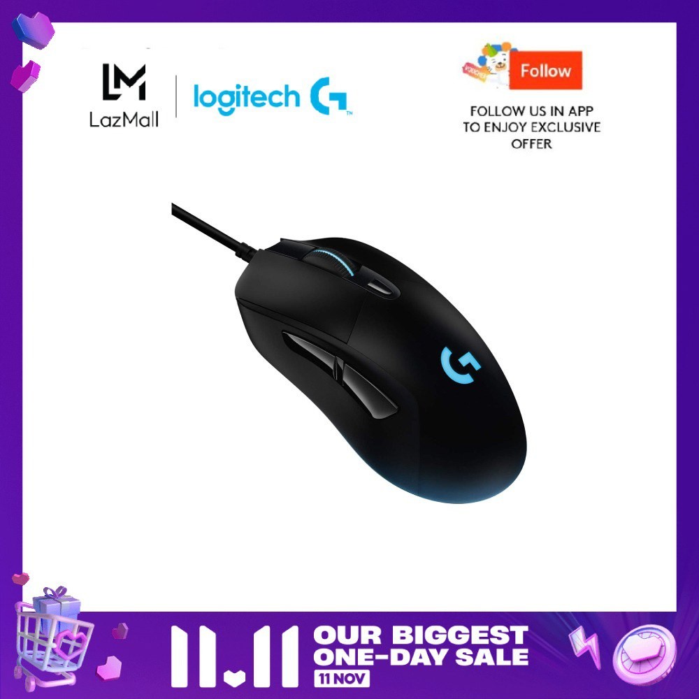 Logitech G403 HERO 25K Gaming Mouse, LIGHTSYNC RGB, Lightweight 87g+10g Optional, Braided Cable, 25,600 DPI, Rubber Side Grips