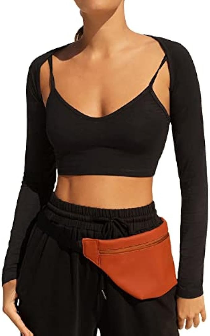 Verdusa Women's Long Sleeve Open Front Bolero Shrug Crop Top Cardigan