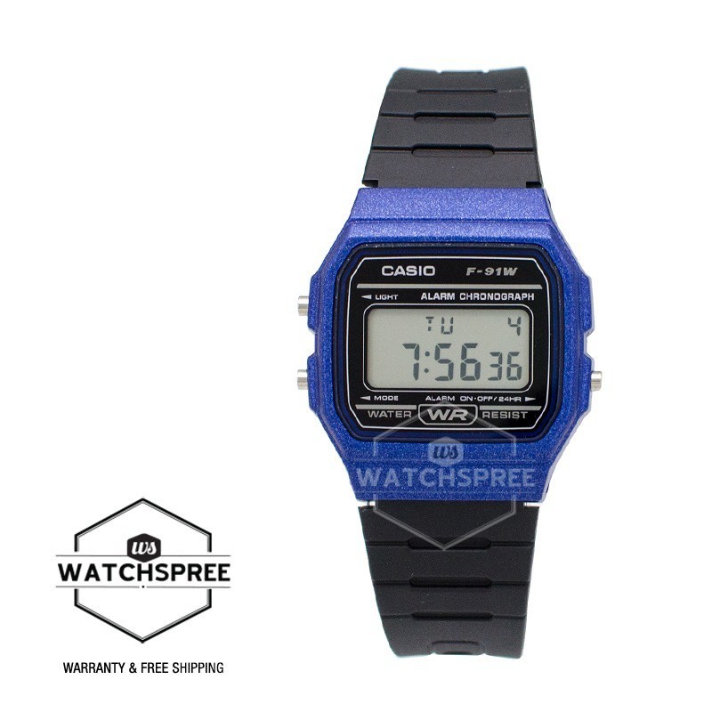 [Watchspree] Casio Standard Digital Black Resin Band Watch F91WM-2A F-91WM-2A [Kids]