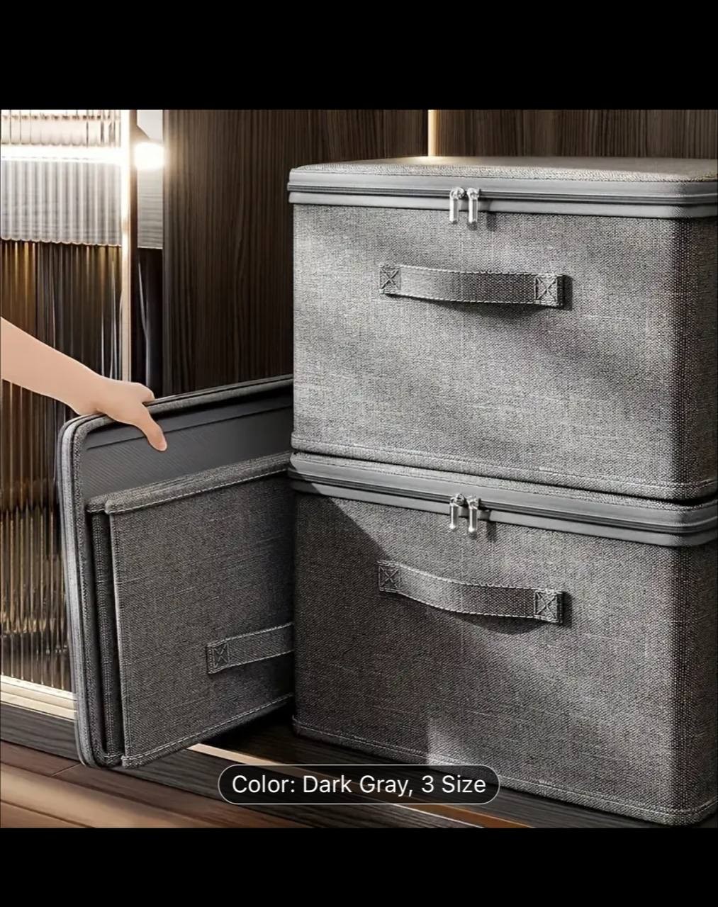 1pc Extra-Large Stackable Storage Box - Durable Polyester, Space-Saving Organizer with Zipper Closure and Handles for Clothes, Books, Toys - Ideal for Wardrobe, Bedroom, Kitchen