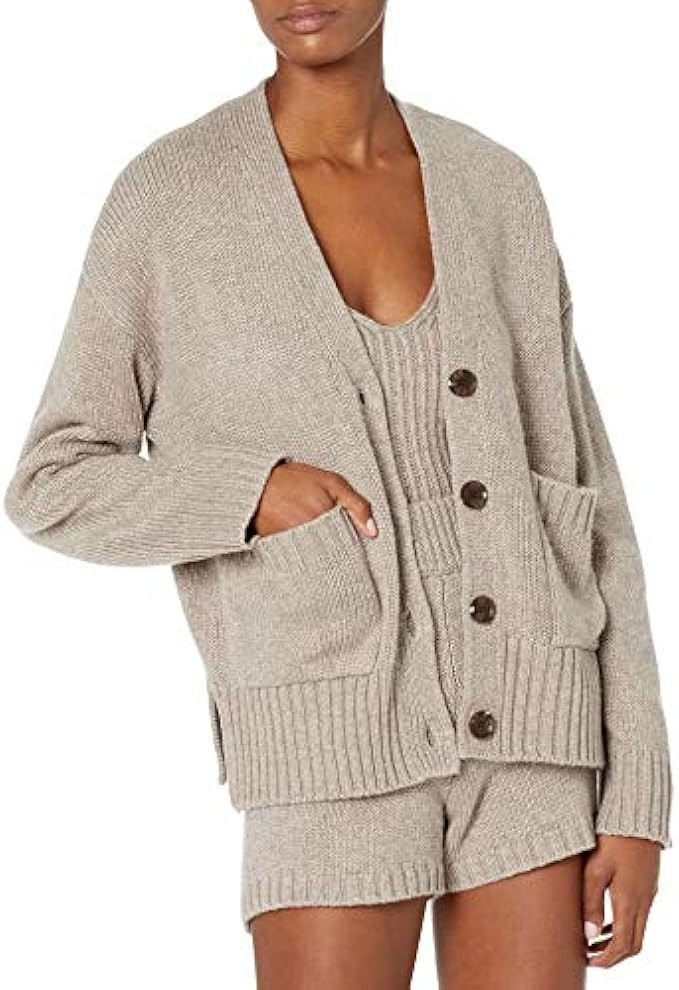 The Drop Women's Brigitte Chunky Button Front Pocket Ribbed Cardigan