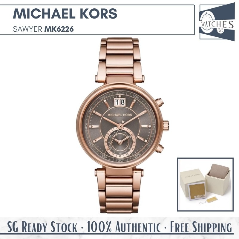 (SG LOCAL) Michael Kors MK6226 Sawyer Chronograph Stainless Steel Women Watch