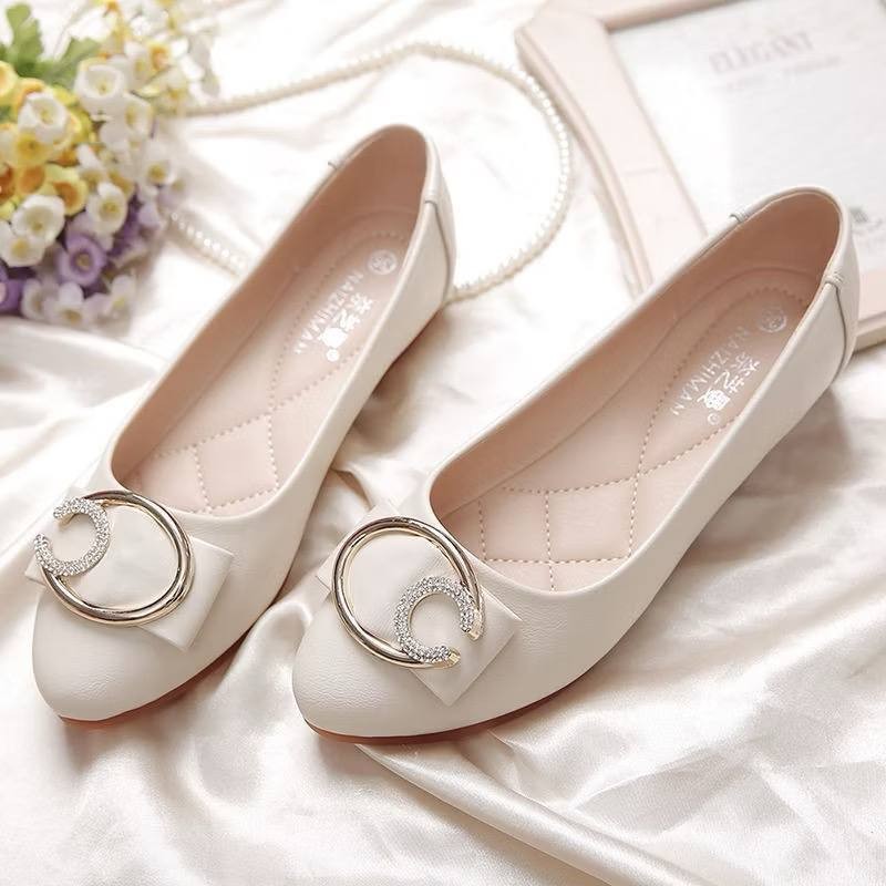 Four Seasons New Style Sweet Fashion Casual Comfortable Soft-Soled Peas Shoes Women