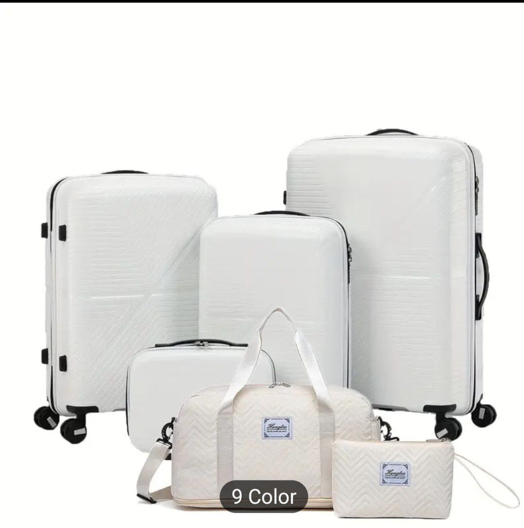 PP Anti-Drop And Pressure Resistant Large Capacity Suitcase With Omni-Directional Wheels, Pull Handle Suitcase + Travel Bag