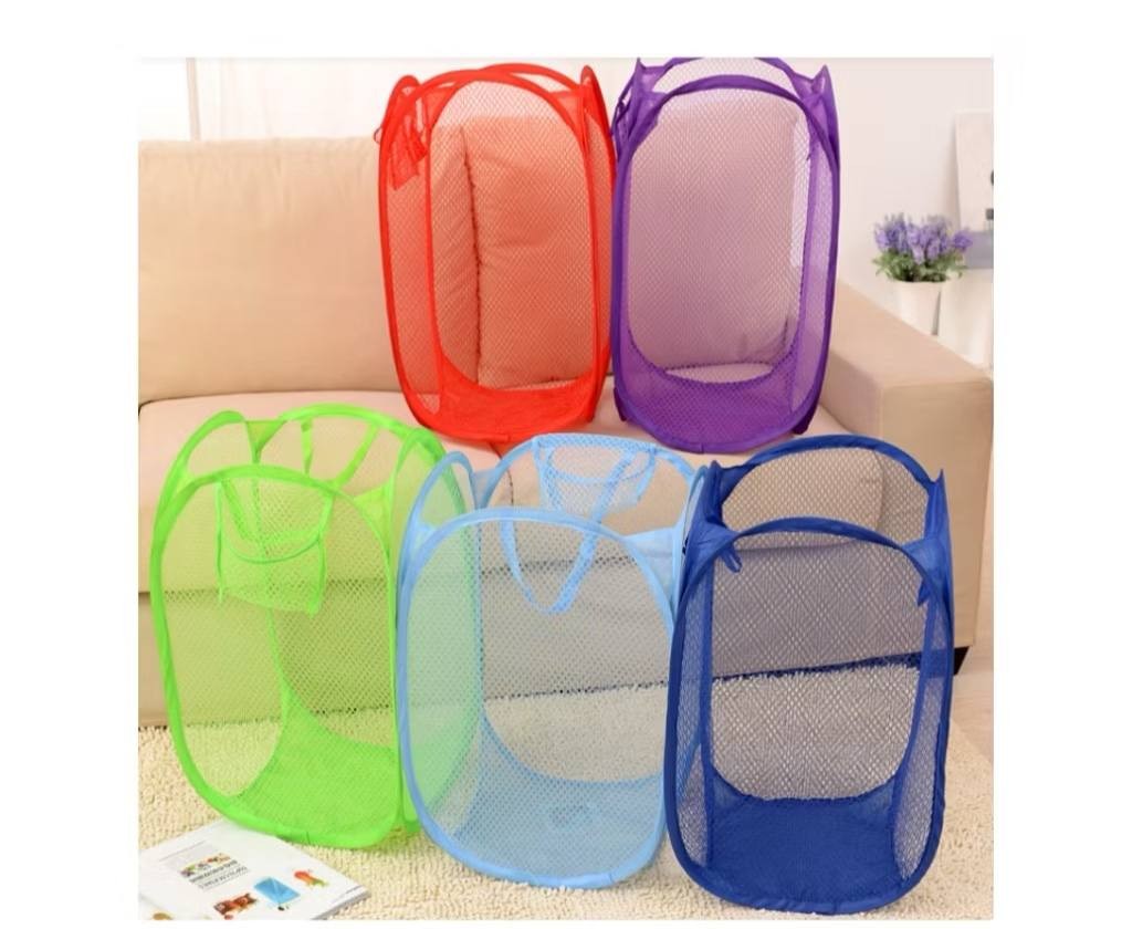 Mesh Fabric Foldable Laundry Basket Bag Dirty Clothes Basket Large Laundry Basket Wash Bag Storage Bag Laundry Bags