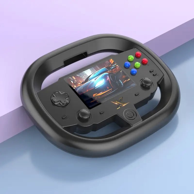 Steering Wheel Gaming Console - 3.5" HD IPS Display, 64GB Storage, USB Rechargeable Battery, for Android 4.0+