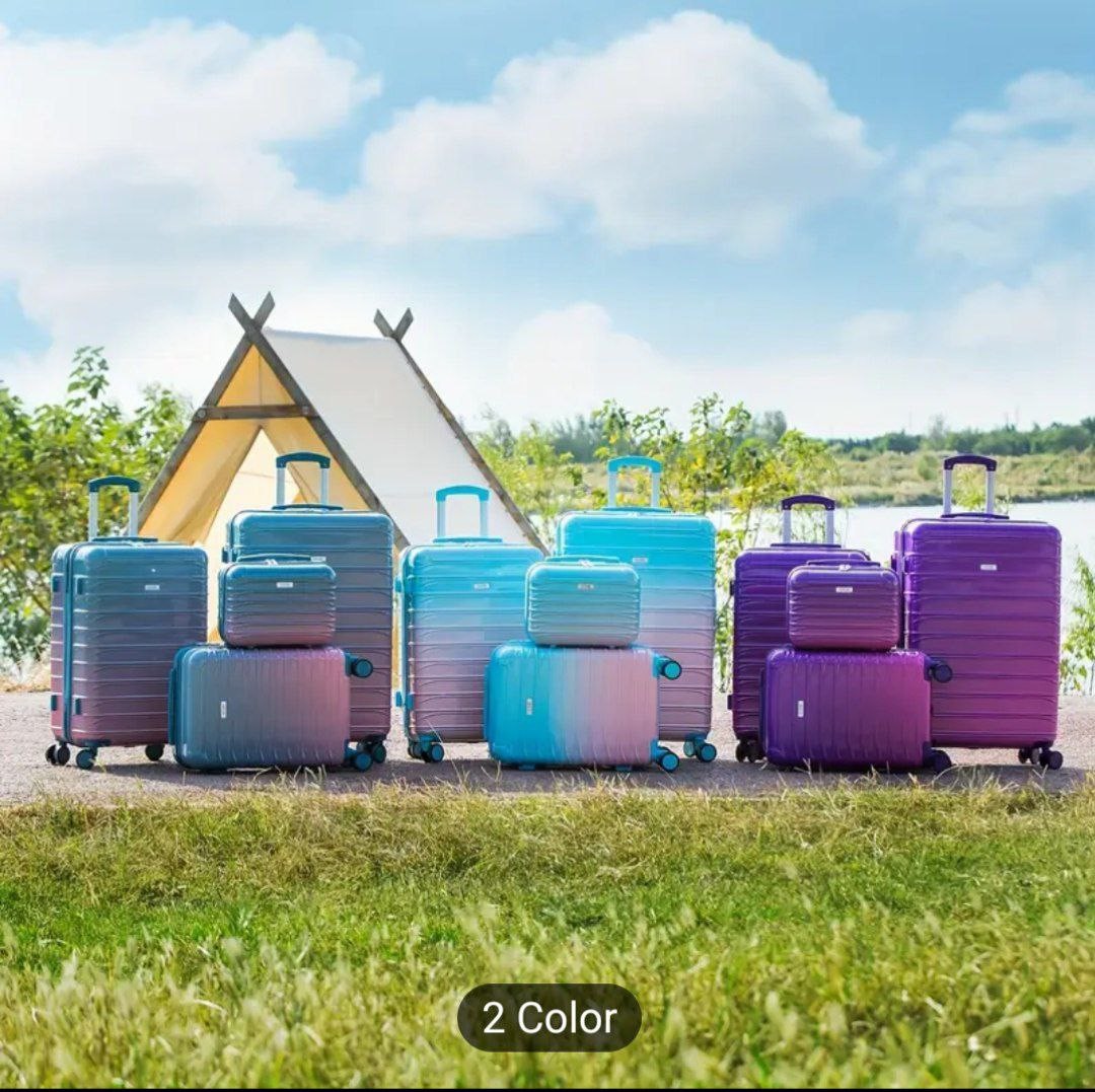 UUH-4pcs-Gradient Colored Luggage, 28/24/20/13 inch Suitcase, ABS Abrasion-Resistant Material - with Spinner Wheels and TSA Locks, Aviation Luggage