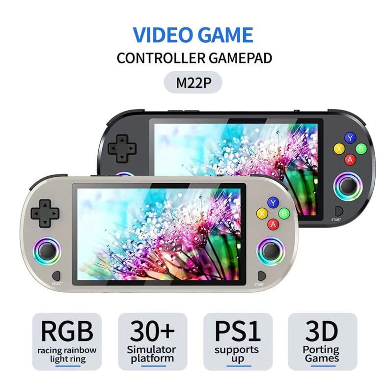 M22 Pro Gaming Player with 5 Inch IPS Screen 64G Portable Retro Handheld Game Console with Controller for Ps1 Children