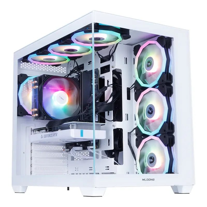 MLoong Gaming PC AMD Ryzen 5 5500, NVIDIA GeForce RTX 4060, 16GB DDR4 RAM, 1TB SSD, 7 ARGB Fans, Win11, Gaming Console
