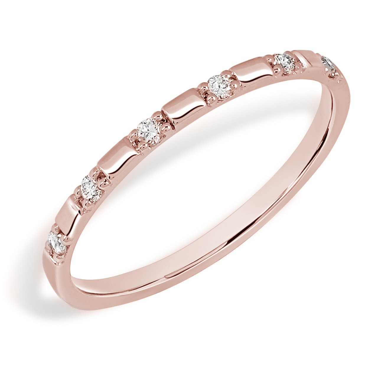 Morse Code Dainty Diamond Ring in 14K Rose Gold (0.06 ct. tw.)
