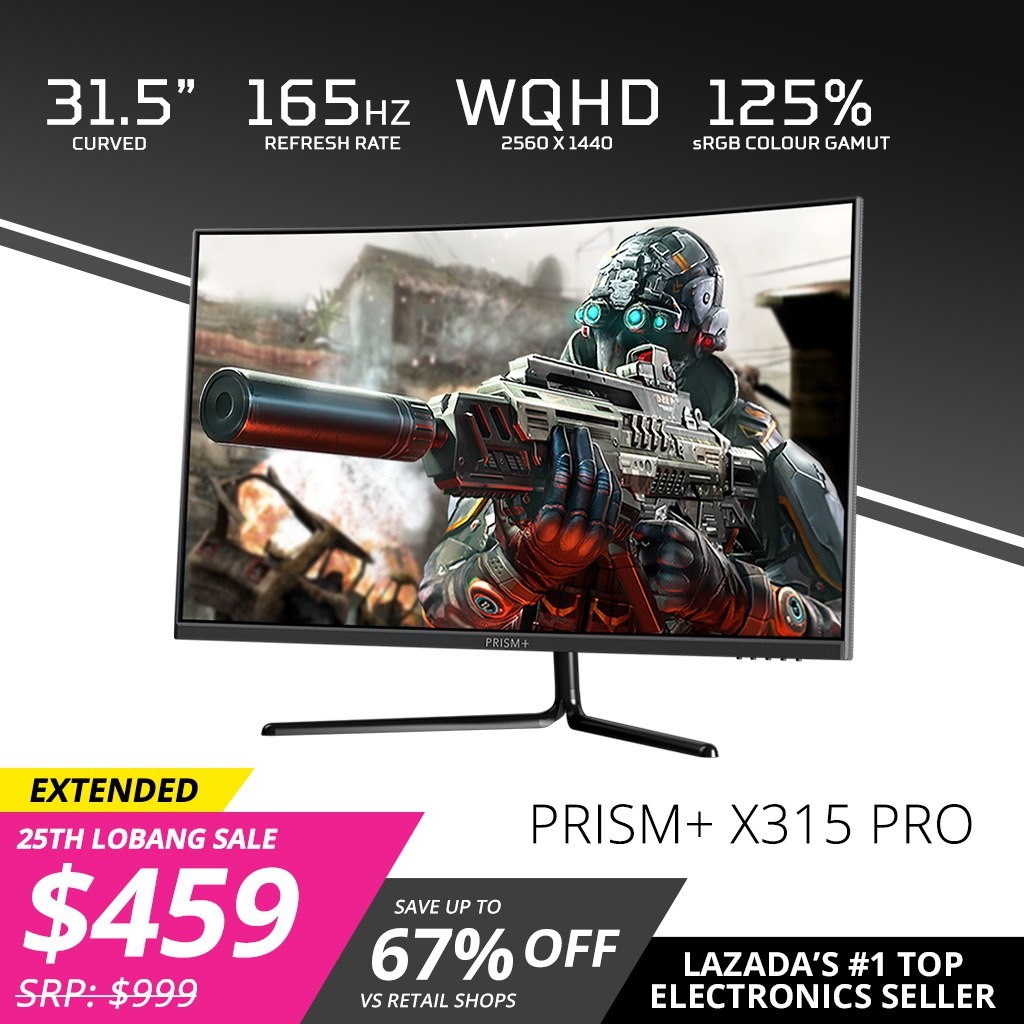 PRISM+ X315 PRO 31.5 165Hz 1ms Curved WQHD [2560 x 1440] Adaptive-Sync Gaming Monitor