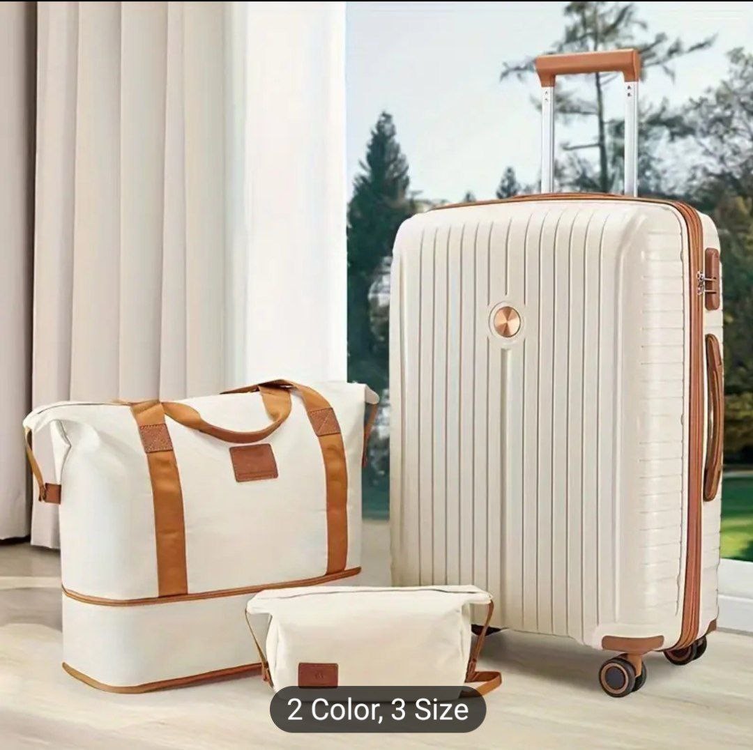 3pcs Fashion Luggage Set, Durable ABS Hard Shell Suitcases with Telescopic Handle, Spinner Wheels, TSA Locks, Zipper Closure, Aluminum Alloy Pull Handles - Business Travel for Men and Women