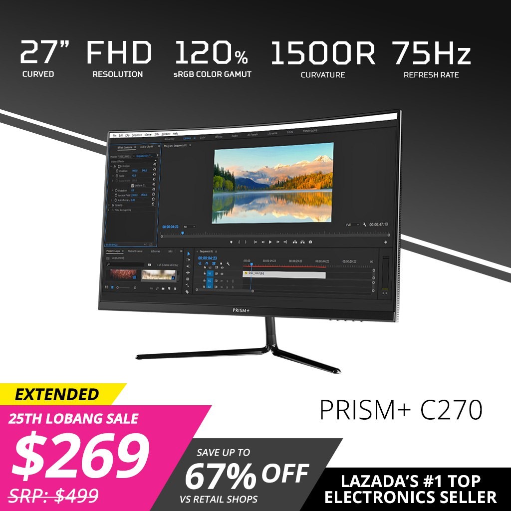 PRISM+ C270 27 75Hz 1500R Curved Productivity Monitor Gaming Monitor [1920 x 1080]