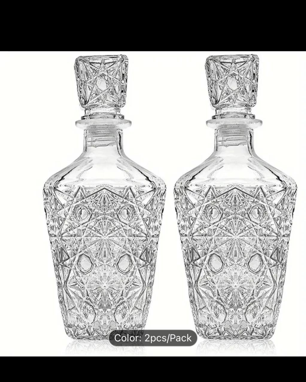 Whiskey Decanter, Elegant Decanter Set � Glass Bottles for Whiskey, Tequila and Brandy, Exquisite Foaming Design, Premium Alcohol Decanter